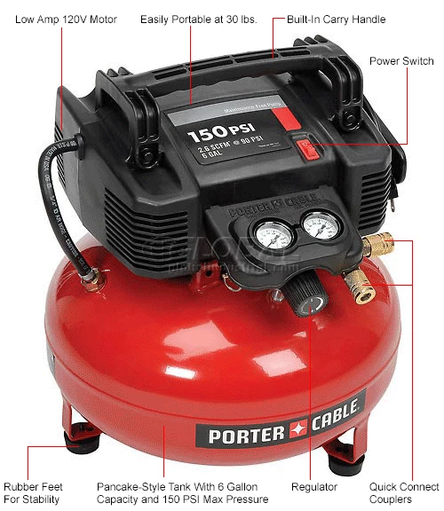 Coupon ๐ฅ Porter Cable® C2002-WK, Portable Electric Air Compressor, 0.8 HP, 6 Gallon, Pancake, 2.6 CFM ๐ 12 Coupon ๐ฅ Porter Cable® C2002-WK, Portable Electric Air Compressor, 0.8 HP, 6 Gallon, Pancake, 2.6 CFM ๐ - Image 12