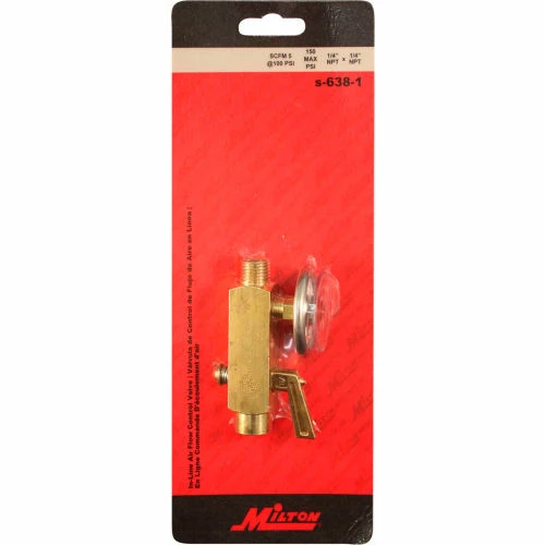 Best Pirce 🤩 Milton S-638-1 Flow Control Valve with Dial Gauge 1/4" NPT Male 150 PSI 5 CFM 🌟 2 Best Pirce 🤩 Milton S-638-1 Flow Control Valve with Dial Gauge 1/4" NPT Male 150 PSI 5 CFM 🌟 - Image 2
